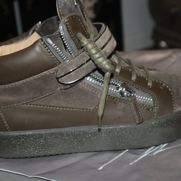 Giuseppe Zanotti May London Olive Green Suede Mid Sneaker UK42 main image 6